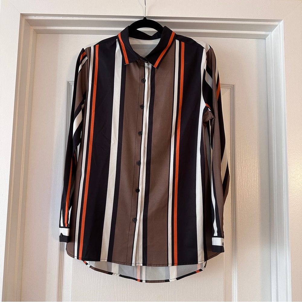 Striped Long Sleeve Button down Blouse